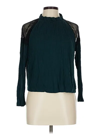 Pre-owned Zara W&b Collection Long Sleeve Top Teal Turtleneck Tops In Blue