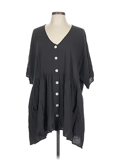 Pre-owned Zara W&b Collection Short Sleeve Blouse In Black