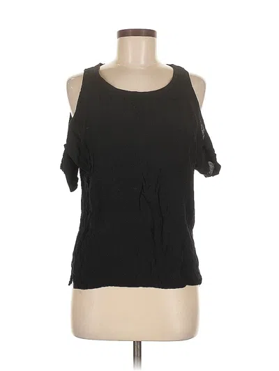 Pre-owned Zara W&b Collection Short Sleeve Top Black Cold Shoulder Neckline Tops