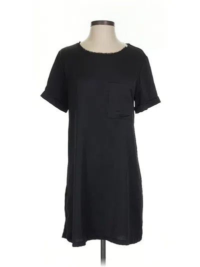 Pre-owned Zara W&b Collection Short Sleeve Top Black Crew Neck Tops