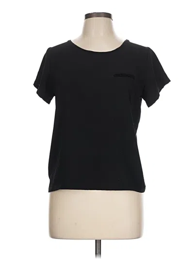 Pre-owned Zara W&b Collection Short Sleeve Top Black Crew Neck Tops