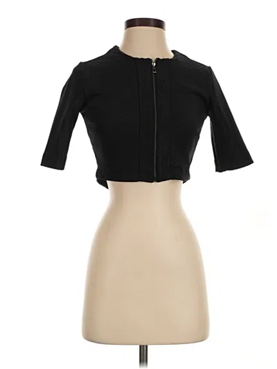 Pre-owned Zara W&b Collection Short Sleeve Top Black Keyhole Neckline Tops