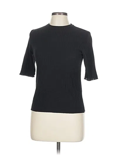 Pre-owned Zara W&b Collection Short Sleeve Top Black Mock Neckline Tops
