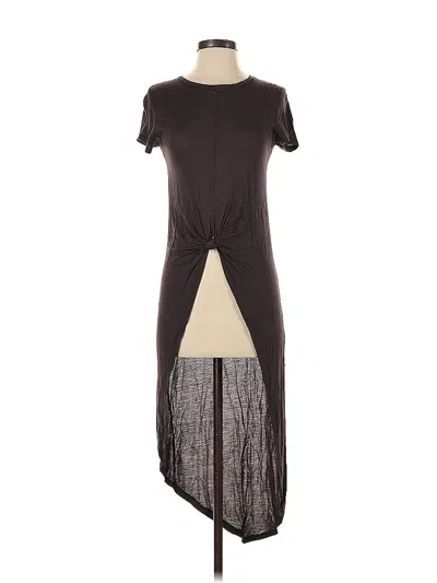 Pre-owned Zara W&b Collection Short Sleeve Top Brown Keyhole Neckline Tops