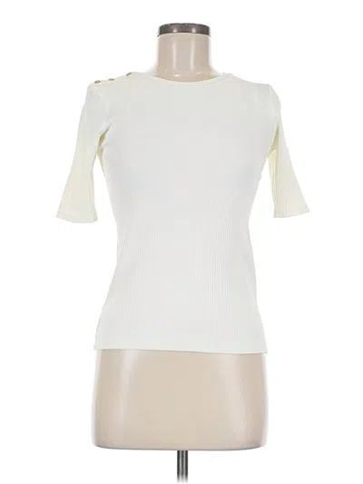 Pre-owned Zara W&b Collection Short Sleeve Top Ivory Boatneck Tops In White