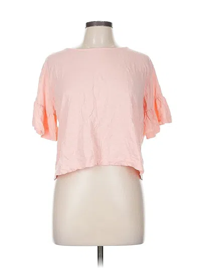 Pre-owned Zara W&b Collection Short Sleeve Top Pink Keyhole Neckline Tops
