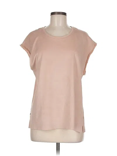 Pre-owned Zara W&b Collection Short Sleeve Top Tan Boatneck Tops In Brown
