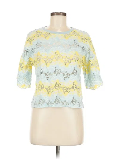 Pre-owned Zara W&b Collection Short Sleeve Top Yellow Boatneck Tops