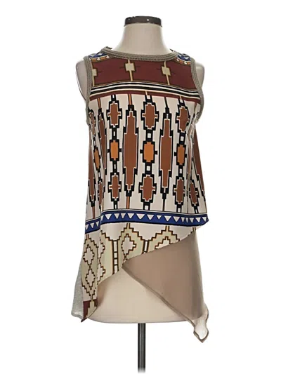 Pre-owned Zara W&b Collection Sleeveless Blouse In Brown
