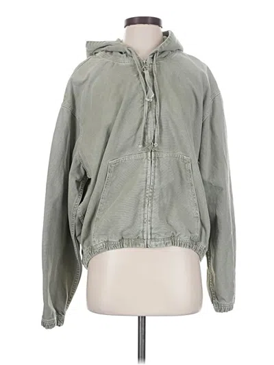 Pre-owned Zara Windbreaker Jacket In Green