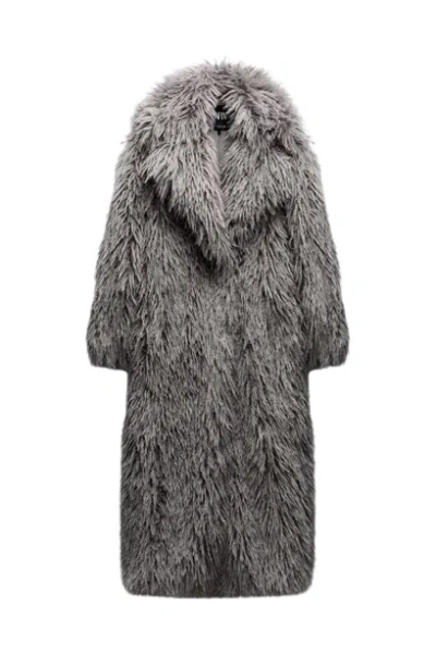 Pre-owned Zara Woman Fw23 Extra-long Faux Fur Coat Light Grey S 1255/707 In Gray
