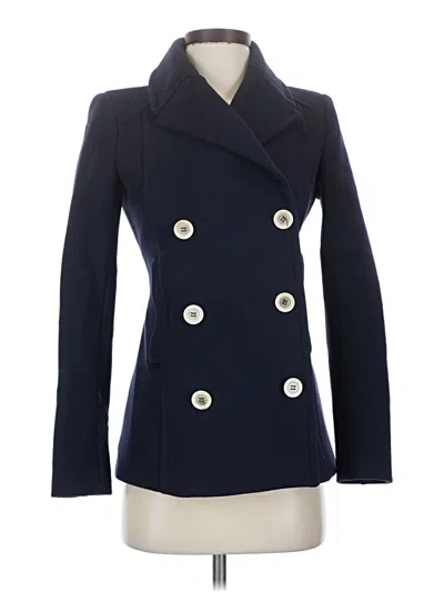 Pre-owned Zara Wool Blazer Jacket In Blue