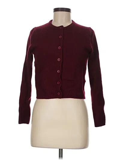 Pre-owned Zara Wool Cardigan Sweater In Burgundy