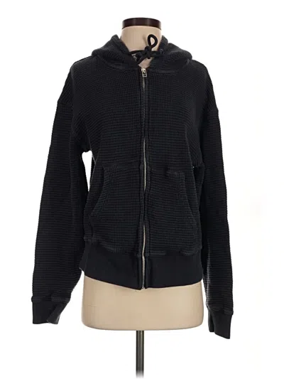 Pre-owned Zara Zip Up Hoodie In Black