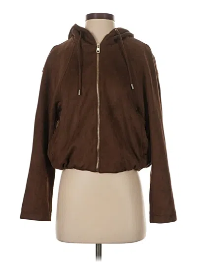 Pre-owned Zara Zip Up Hoodie In Brown