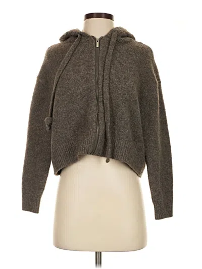Pre-owned Zara Zip Up Hoodie In Gray