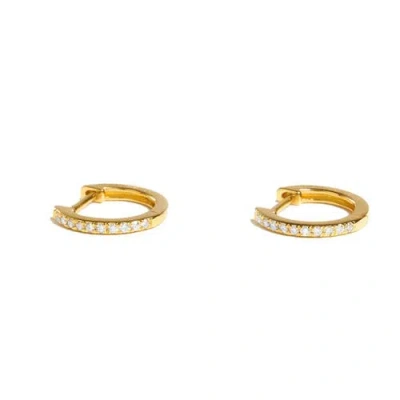 Zarux Diamond Pavé Huggie Hoops In Gold