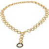 Zarux Modern Circle Link Necklace With Moissanite Stone In Gold
