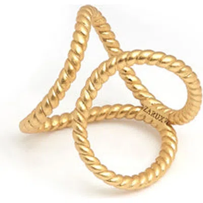 Zarux Modern Rope Ring In Gold