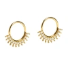 Zarux Radiant Sunburst Diamond Hoop Earrings In Gold