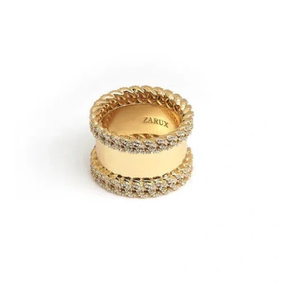 Zarux Side Braid With Stone Ring In Gold