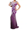 Zasa Chic Beaded Fringe Cut-out Gown In Plum In Pink