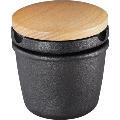 ZASSENHAUS ZASSENHAUS CAST IRON SPICE GRINDING SET WITH BEECHWOOD LID, 3" GRINDER, BLACK