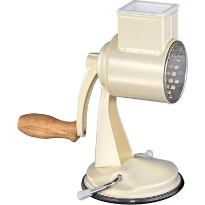 Zassenhaus Classic Drum Grater With Suction Base, 2 Grating Drums, Pestle, And Vegetable Cutter In White