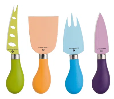 Zassenhaus Easy Cut Cheese Knife Set, 4 Pieces, Assorted Colors In Multi