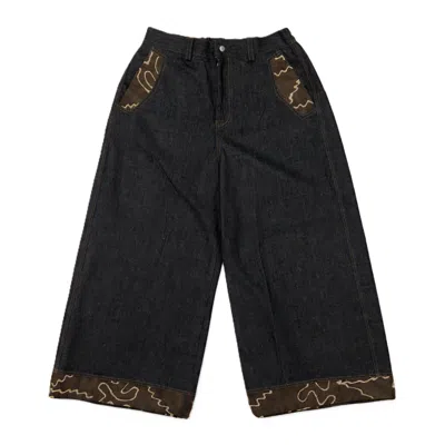 Zasta Studio Black Blended Denim Wide Leg Jeans In Purple
