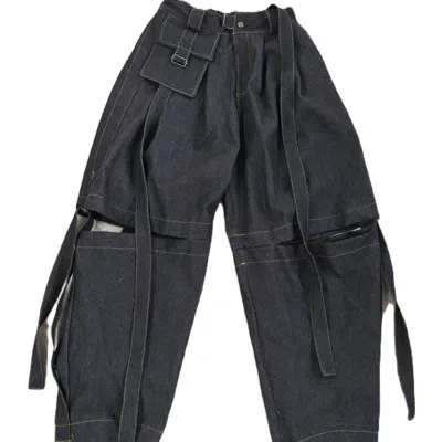 Zasta Studio Black Fragment Cargo Denim Pant For Men