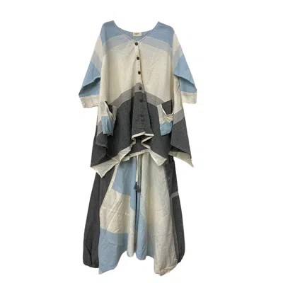 Zasta Studio Blue / Grey Free-size Harem Dress For Women In Blue/grey