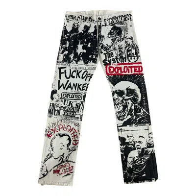 Zasta Studio Frayed Fusion Printed Denim Jeans B In Black