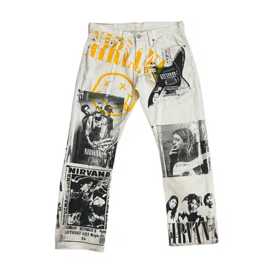 Zasta Studio Frayed Fusion Printed Denim Jeans In White