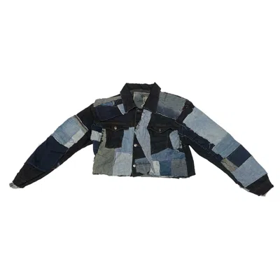 Zasta Studio Men's Black / Blue Frayed Fusion Denim  M In Black/blue