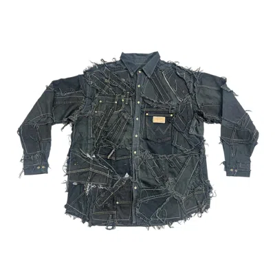 Zasta Studio Men's Black Shredded Couture Denim Jacket G