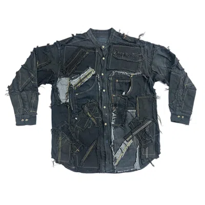 Zasta Studio Men's Black Shredded Couture Denim Jacket H