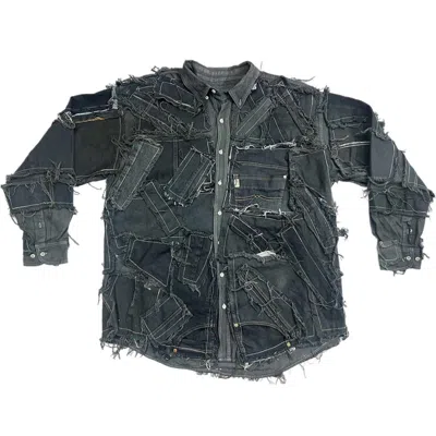Zasta Studio Men's Black Shredded Couture Denim Jacket K
