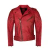 Zasta Studio Men's Blue Motorcycle-men - Red Leather Biker Jacket In Red