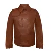 Zasta Studio Men's Brown Boulevardier Classic Six Button Leather Jacket In Brown