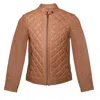 Zasta Studio Men's Brown Single Malt Peach Biker Leather Jacket In Brown