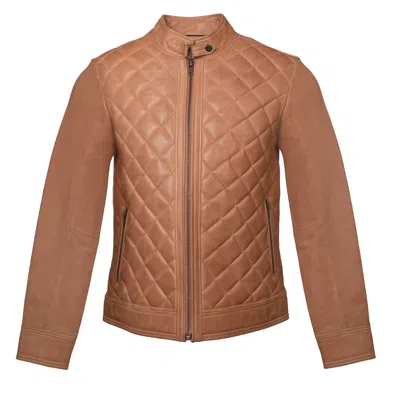 Zasta Studio Men's Brown Single Malt Peach Biker Leather Jacket