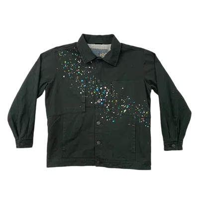 Zasta Studio Men's Color Palette Raw Denim Dark Green Multispots Jacket C Five