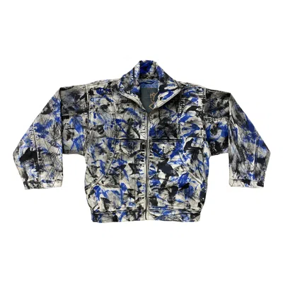 Zasta Studio Men's Color Palette Raw Denim Multicolor Oversized Jacket E Two In Black/white