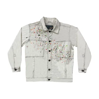 Zasta Studio Men's Color Palette Raw White Multispots Denim Jacket C Six