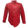 Zasta Studio Men's Foreigner - Red Buttoned Leather Jacket In Red