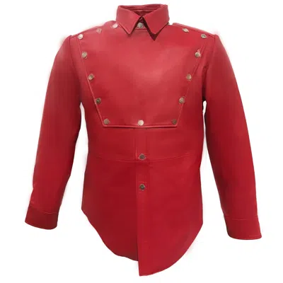Zasta Studio Men's Foreigner - Red Buttoned Leather Jacket