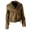 Zasta Studio Men's Green Dirt Biker Vintage Dusty Leather Jacket In Green