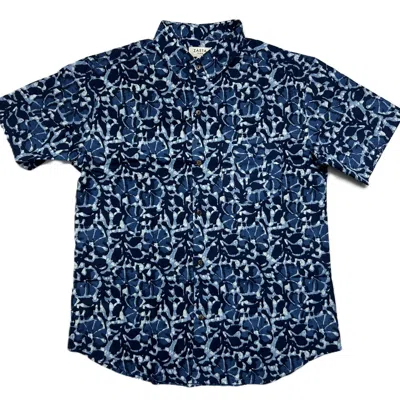 Zasta Studio Men's Organic Handprinted Cotton Summer Half Sleeve Shirt C In Blue