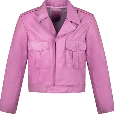 Zasta Studio Men's Pink / Purple Enticer - Pink & Purple Uniform Leather Jacket In Pink/purple